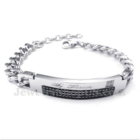Men's Titanium Black Diamond Mens Couple's Bracelet