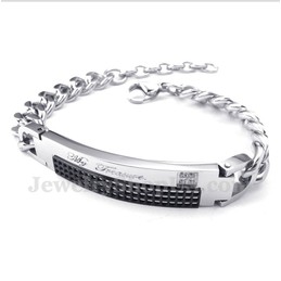 Men's Titanium Black Diamond Mens Couple's Bracelet