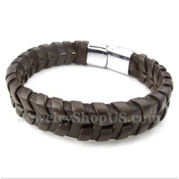Men's Leather Titanium Bracelet