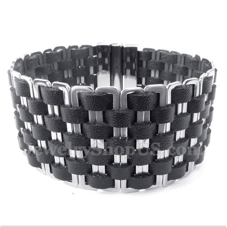 Men's Leather Titanium Bracelet
