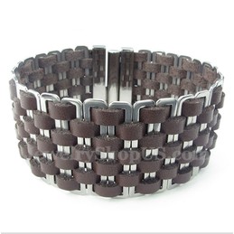 Men's Leather Titanium Bracelet