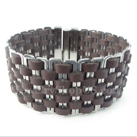 Men's Leather Titanium Bracelet