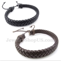 Men's Leather Titanium Bracelet