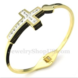 Men's Titanium Gold Cross Bracelet