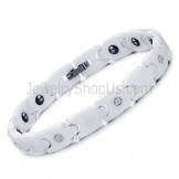 Healthy White Ceramic Bracelet with Rhinestones C415