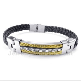 Men's Titanium Leather Bracelet