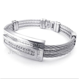 Men's Titanium Diamond Cable Bracelet