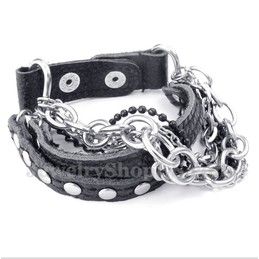 Men's Titanium Leather Bracelet