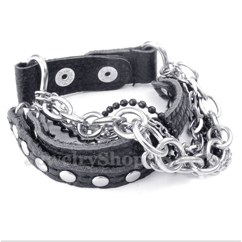 Men's Titanium Leather Bracelet