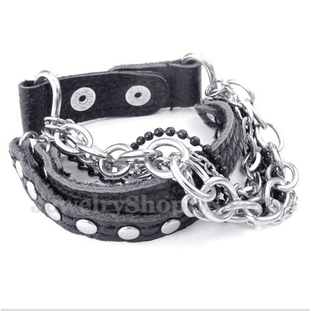 Men's Titanium Leather Bracelet