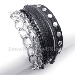 Men's Titanium Leather Bracelet