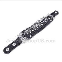 Men's Titanium Leather Bracelet