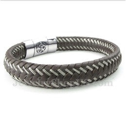Men's Titanium Leather Cable Bracelet