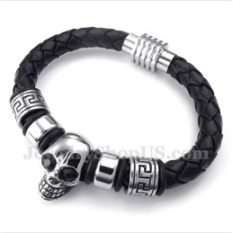 Men's Leather Titanium Bracelet