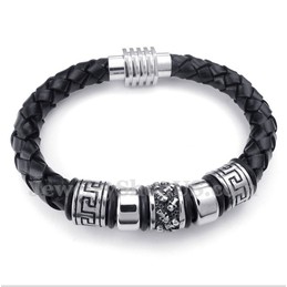 Men's Leather Titanium Bracelet