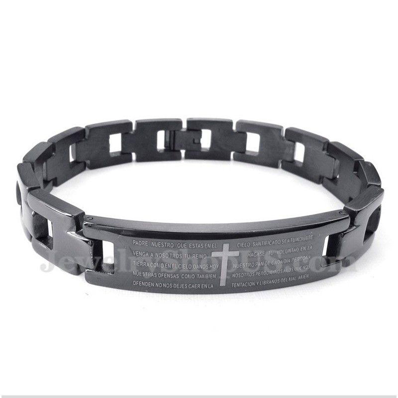 Men's Titanium Cross Bible Verse Bracelet