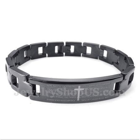 Men's Titanium Cross Bible Verse Bracelet