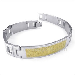 Men's Titanium Cross Gold Bible Verse Bracelet