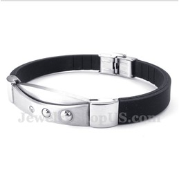 Men's Titanium Diamond Rubber Bracelet