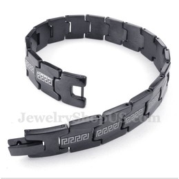 Men's Titanium Greek Meander Pattern Black Bracelet