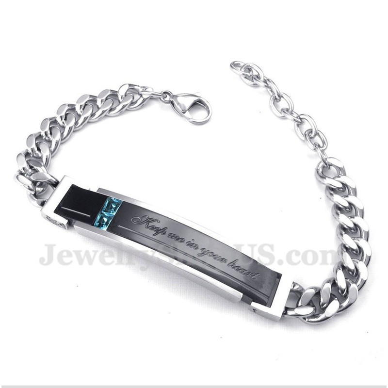 Men's Titanium Diamond Couple's Bracelet for Him