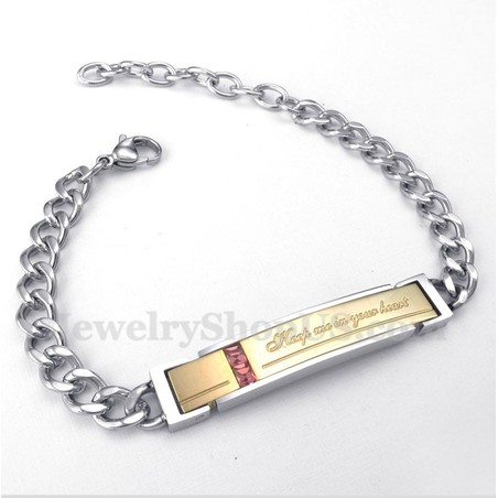 Men's Titanium Diamond Couple's Bracelet for Her