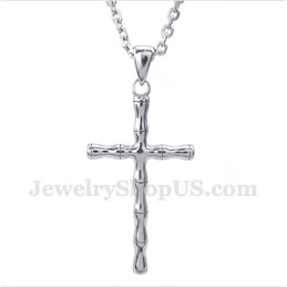 Men's Titanium Bamboo Cross Pendant with Free Chain