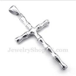 Men's Titanium Bamboo Cross Pendant with Free Chain