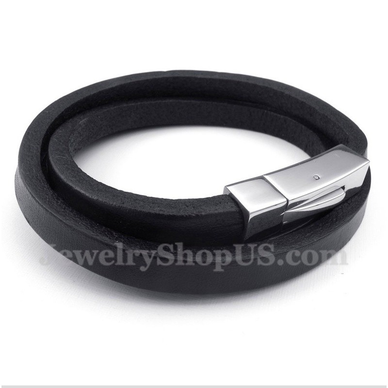 Men's Titanium Leather Bracelet