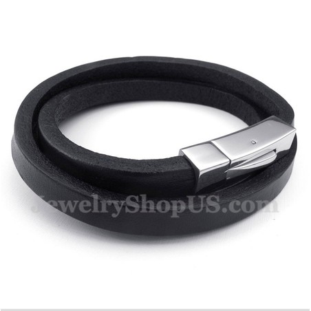 Men's Titanium Leather Bracelet
