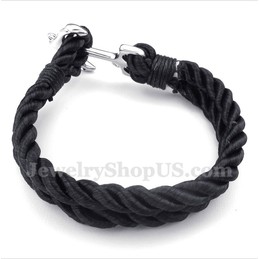 Men's Titanium Anchor Cotton Rope Bracelet