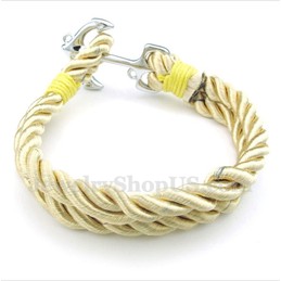 Men's Titanium Anchor Cotton Rope Bracelet