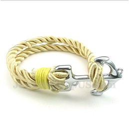 Men's Titanium Anchor Cotton Rope Bracelet