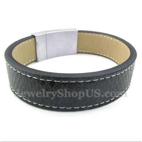 Men's Titanium Leather Bracelet