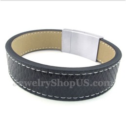 Men's Titanium Leather Bracelet