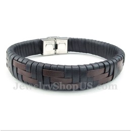 Men's Titanium Leather Bracelet