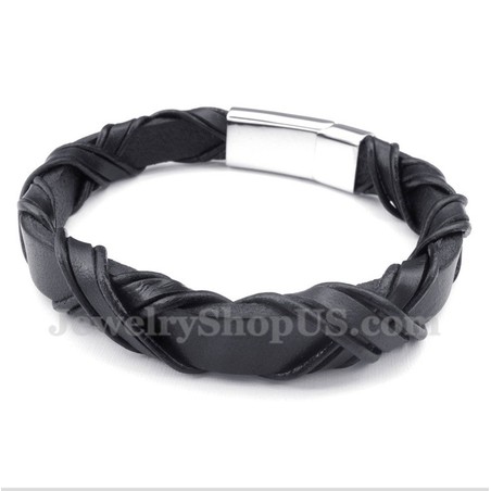 Men's Titanium Leather Bracelet