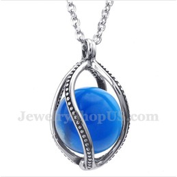 Men's Titanium Blue Opal Pendant with Free Chain