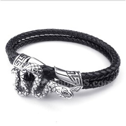 Men's Titanium Leather Bracelet