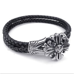 Men's Titanium Leather Bracelet