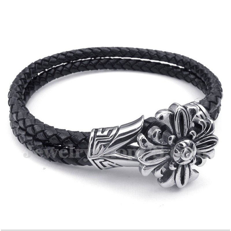 Men's Titanium Leather Bracelet