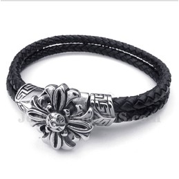 Men's Titanium Leather Bracelet