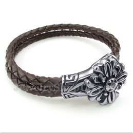 Men's Titanium Leather Bracelet
