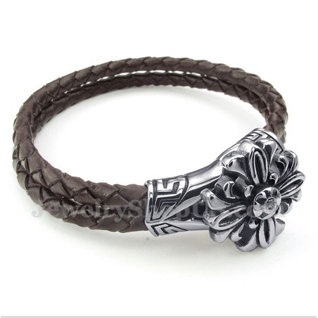 Men's Titanium Leather Bracelet