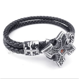 Men's Titanium Leather Bracelet