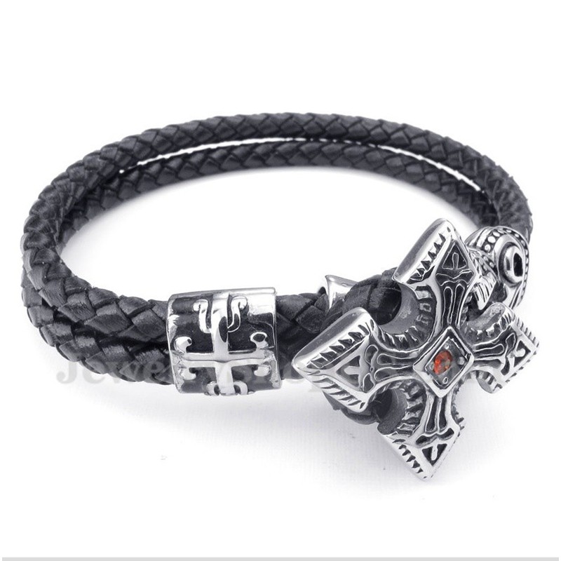 Men's Titanium Leather Bracelet