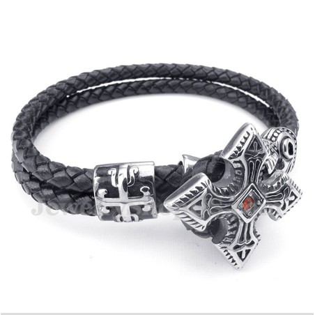 Men's Titanium Leather Bracelet
