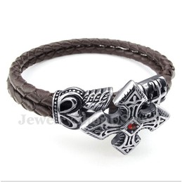 Men's Titanium Leather Bracelet