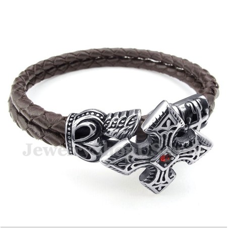 Men's Titanium Leather Bracelet