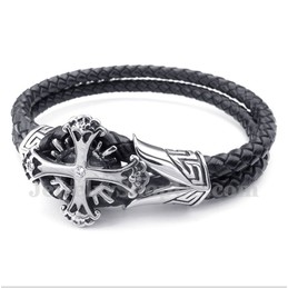 Men's Titanium Leather Bracelet